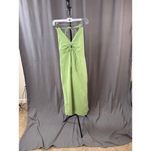 NWT Abercrombie & Fitch Green Keyhole Halter Backless Midi Dress XSP